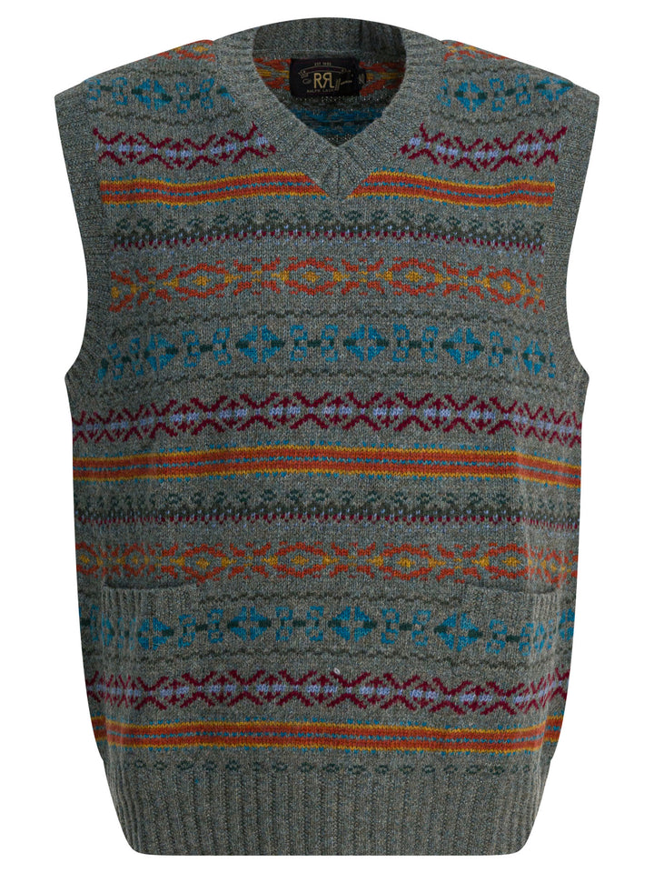 Rrl By Ralph Lauren Fair Isle Wool Vest Knitwear - Blue | 38208a713e420054025cbd9a6eeca0ff6e6ea7f8