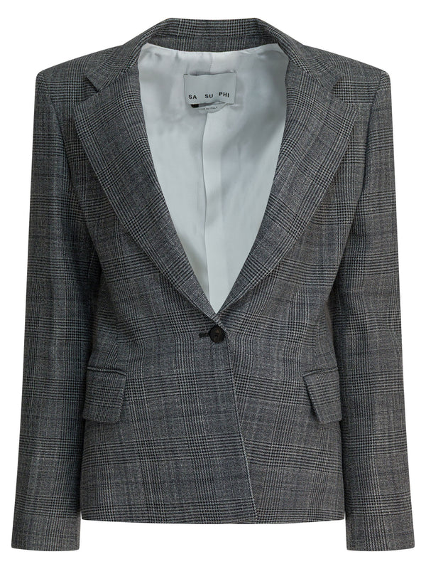 Single-Breasted Wool-Blend Blazer Jackets And Coats Grey