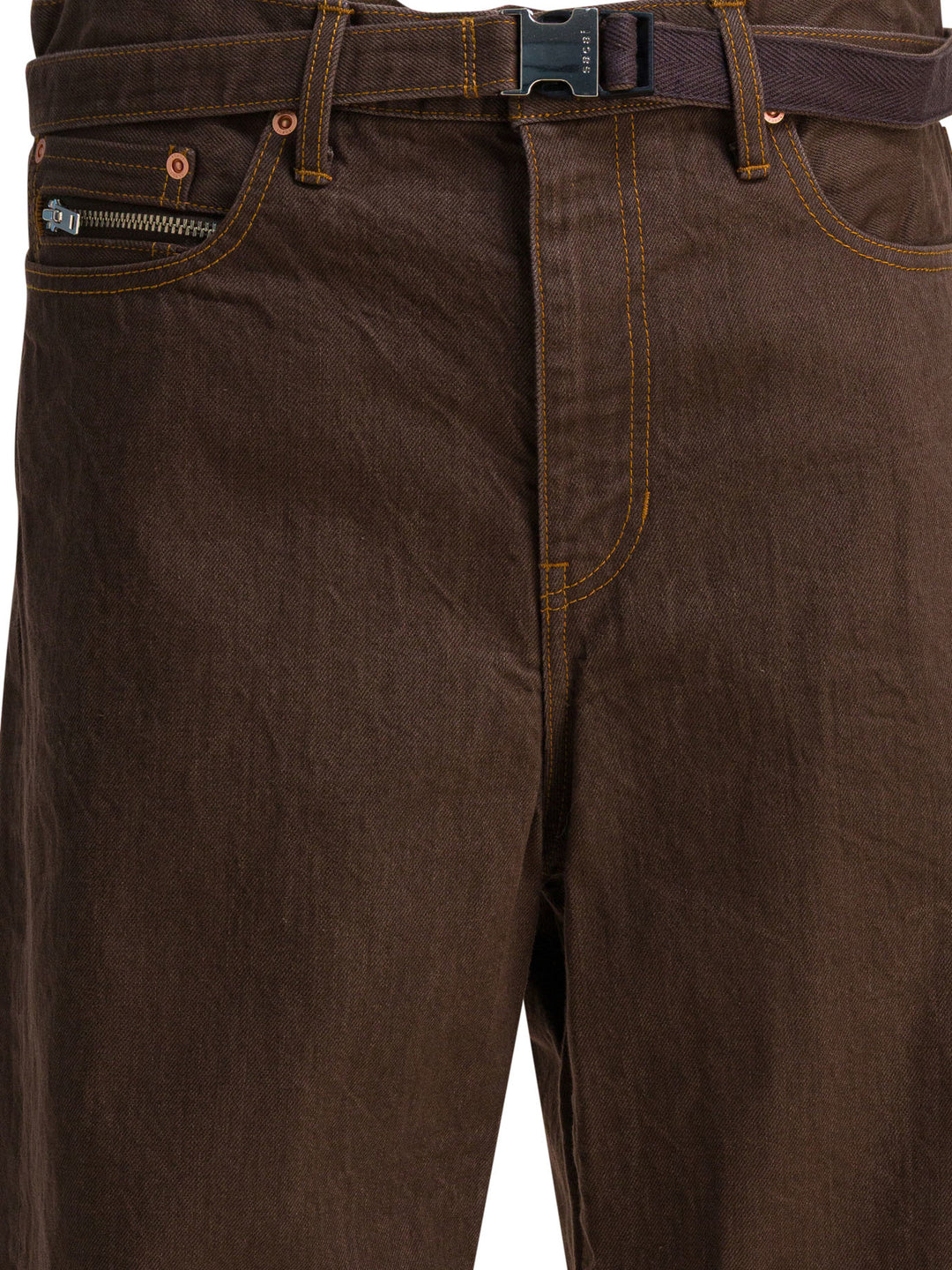 Sacai Relaxed Fit Jeans - Brown | 57c70d04512f6edab8851971fa6a30ea5171f044