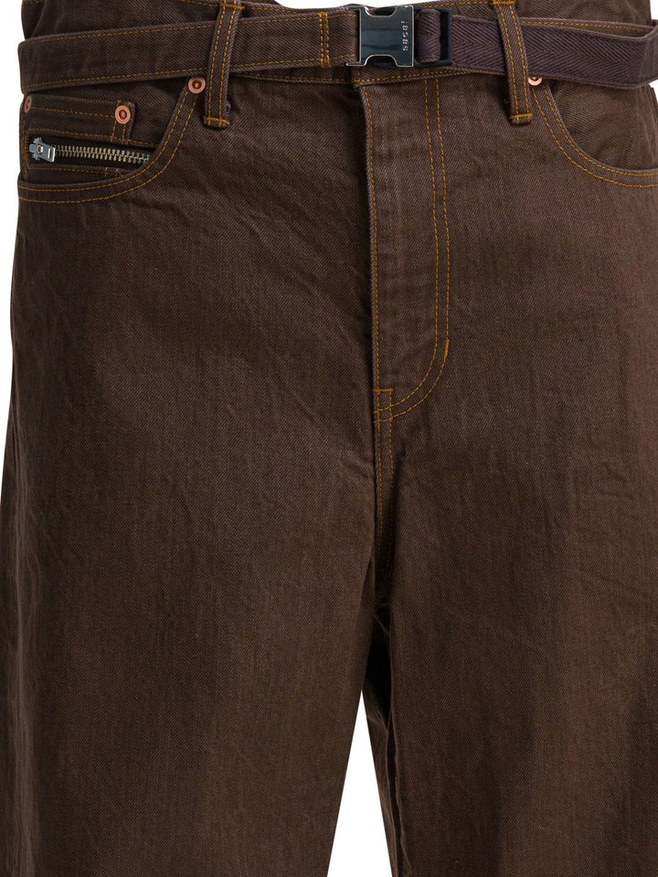 Sacai Relaxed Fit Jeans - Brown | 57c70d04512f6edab8851971fa6a30ea5171f044