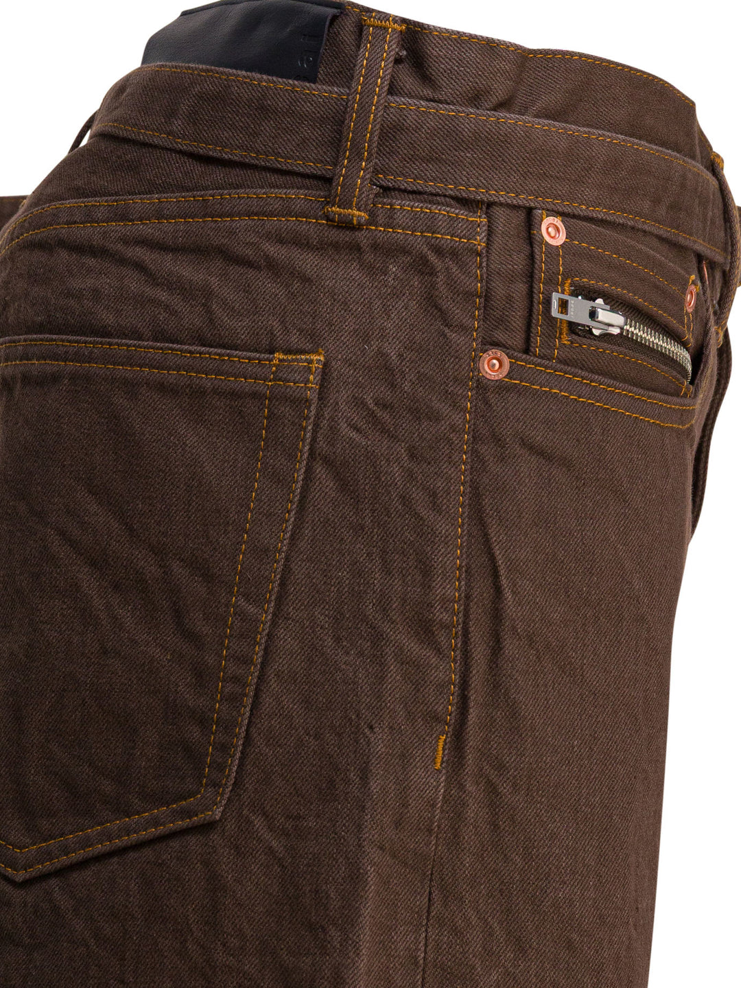 Sacai Relaxed Fit Jeans - Brown | 217236f403e1f5bd5bc097e3d1f8ba3c39246859
