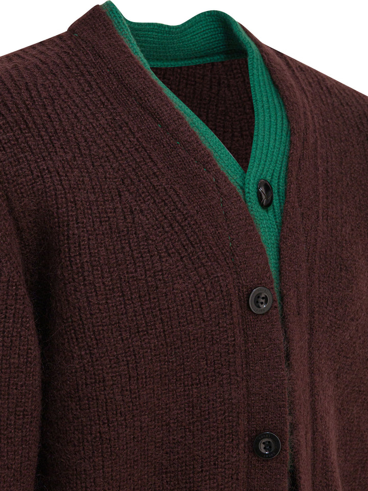 Sacai Wool Blend Cardigan Knitwear - Brown | ab932fde28e39157578e75cb25699eb898b89079