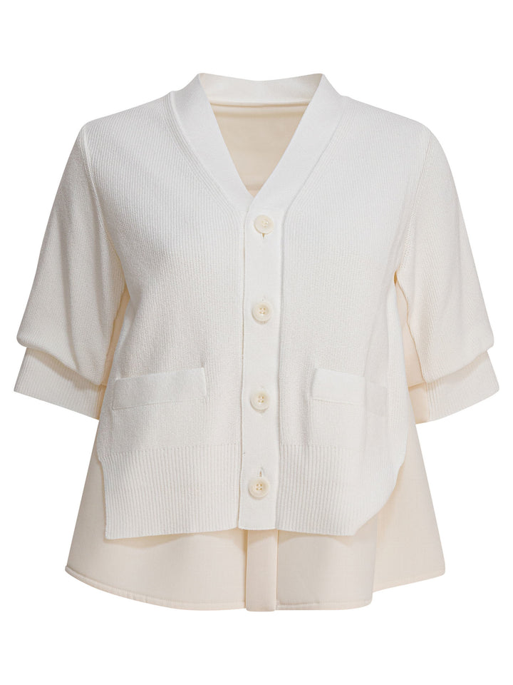 Sacai V-Neck Sweater Knitwear - White | de8393aa77c14cab144dd6c9ede53fe9c5d31186