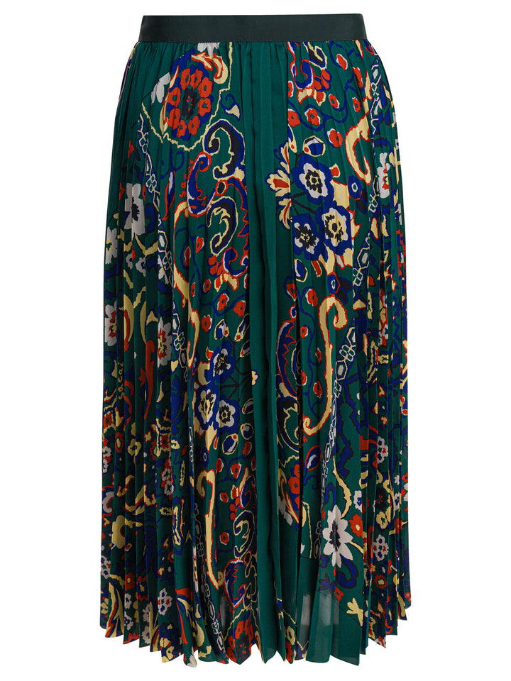 Sacai Floral Print Skirt Skirts - Green | 65713492615390e38eeb66e622e52fe2fb663754