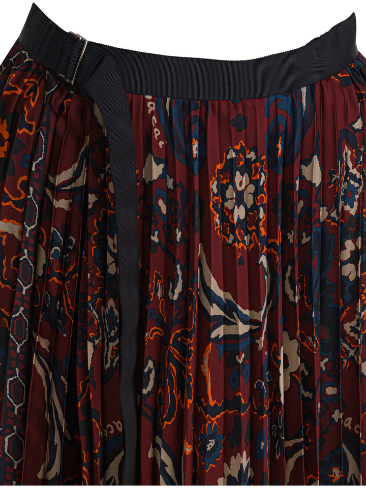 Sacai Floral Print Skirt Skirts - Bordeaux | 53e8182a6518f232eec11d2e250d76b840118d1d