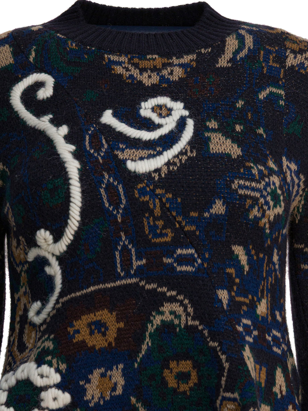 Sacai Floral Jacquard Knit Sweater Knitwear - Blue | efc49bea130f20ab19c153812d2d6145dd995811