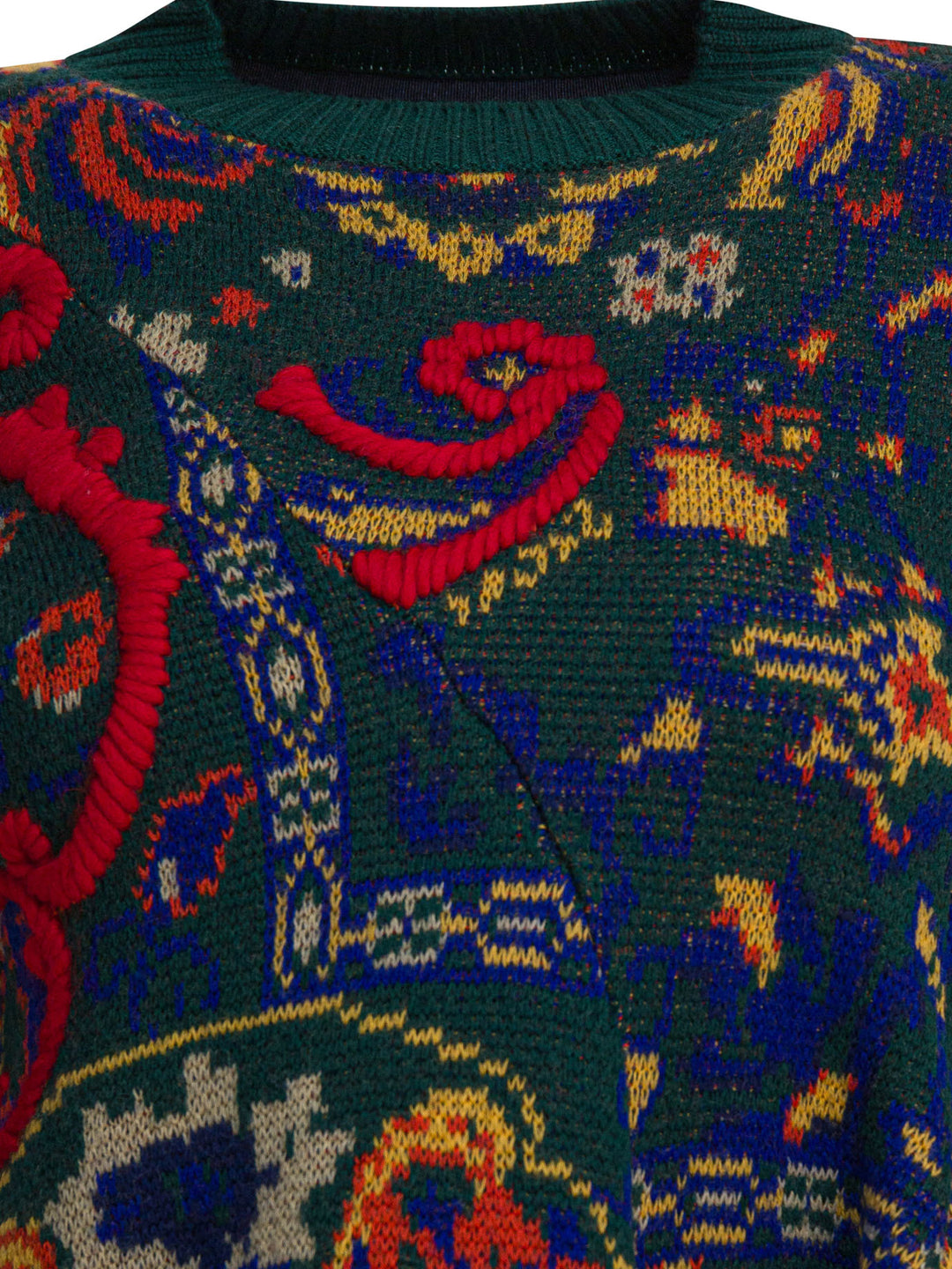 Sacai Floral Jacquard Knit Sweater Knitwear - Green | 8e404f8424808c0333a9d9976a1491de804cd6c2
