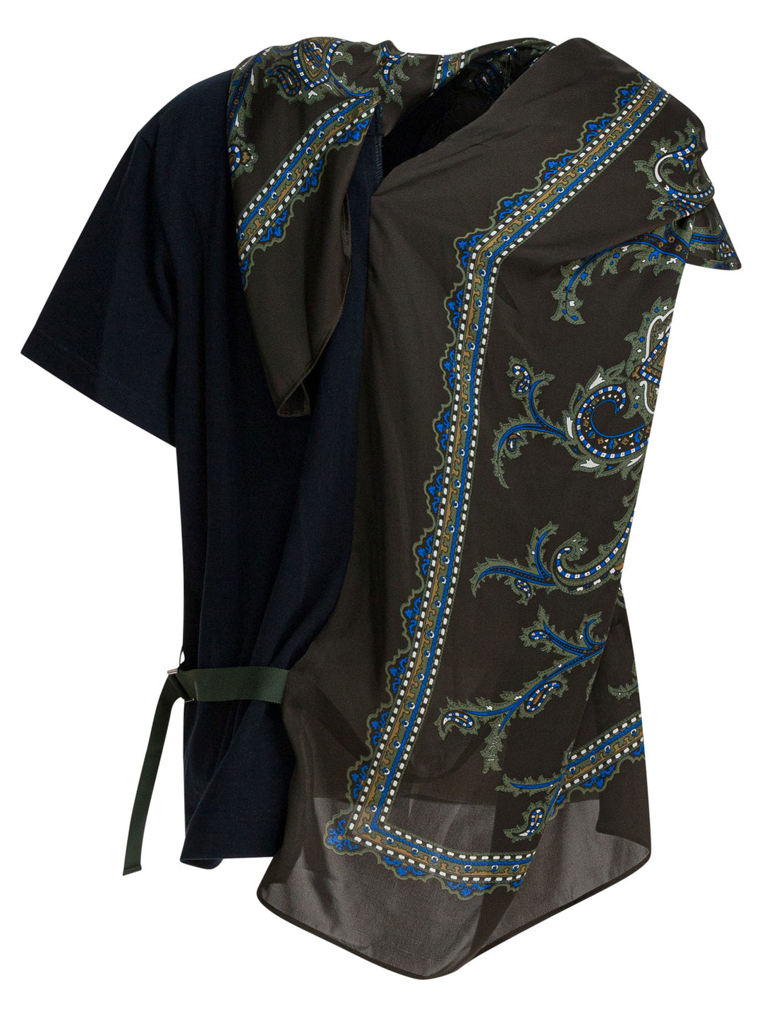 Sacai Cotton T-Shirt With Paisley Print T-shirts - Blue | cb1d087b448994aac553464bdfe80f30bf3122e8