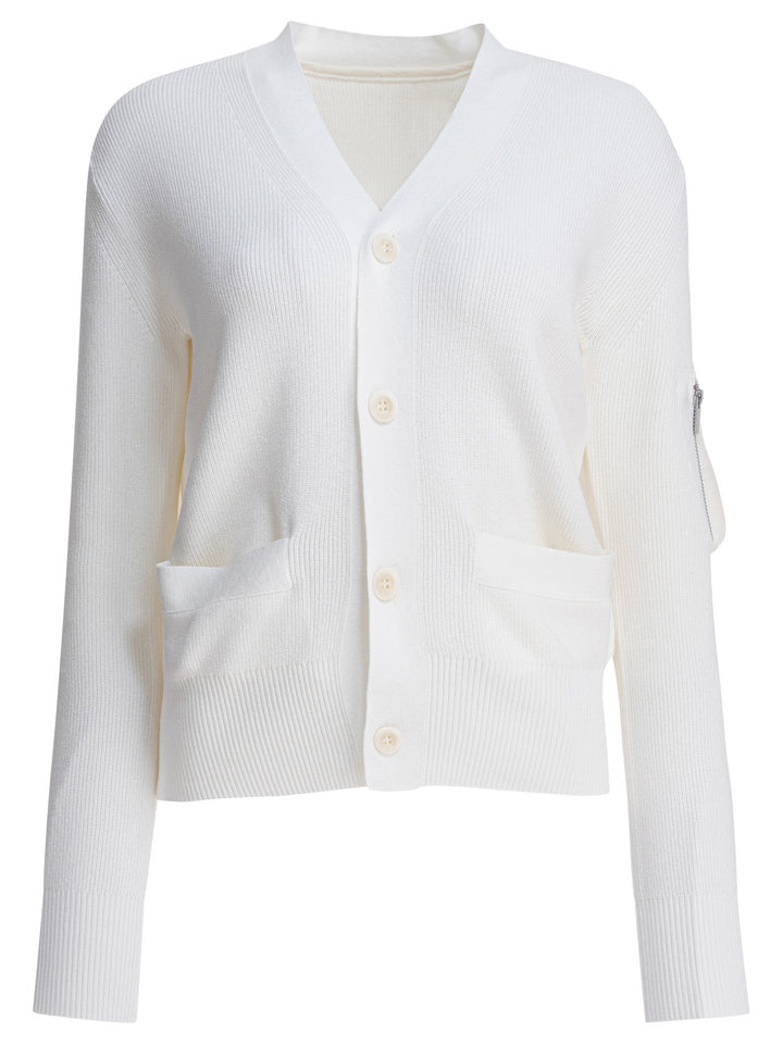 Sacai Cotton Cardigan Knitwear - White | 92291af13d07c630cfc419d875f0dcd154b06a43