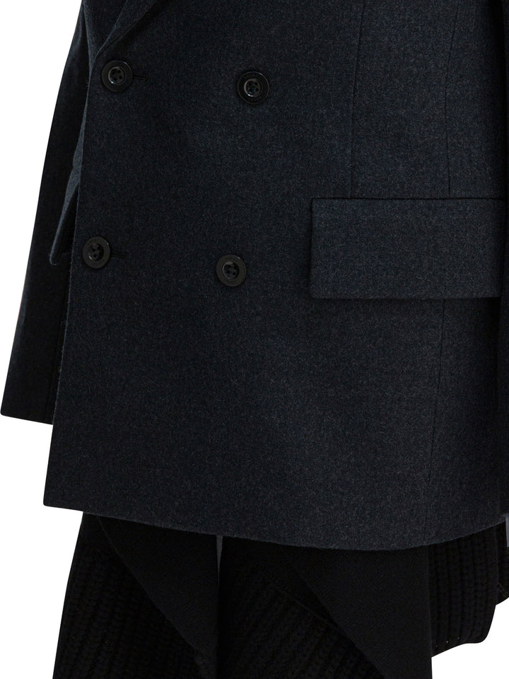 Sacai Long Wool Coat Jackets and Coats - Grey | 84f68d428e93368a723ce97e2a03dd68c52d4ec4