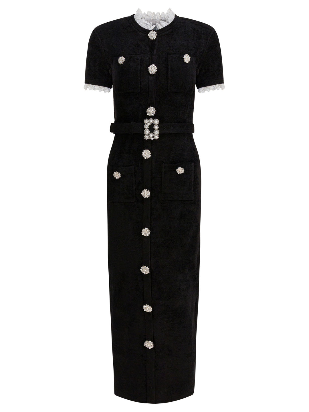 Self-Portrait Chenille Knit Midi Dress Dresses - Black | 1e3658bdc34701c1a02320dc8abe7ee8328b3475