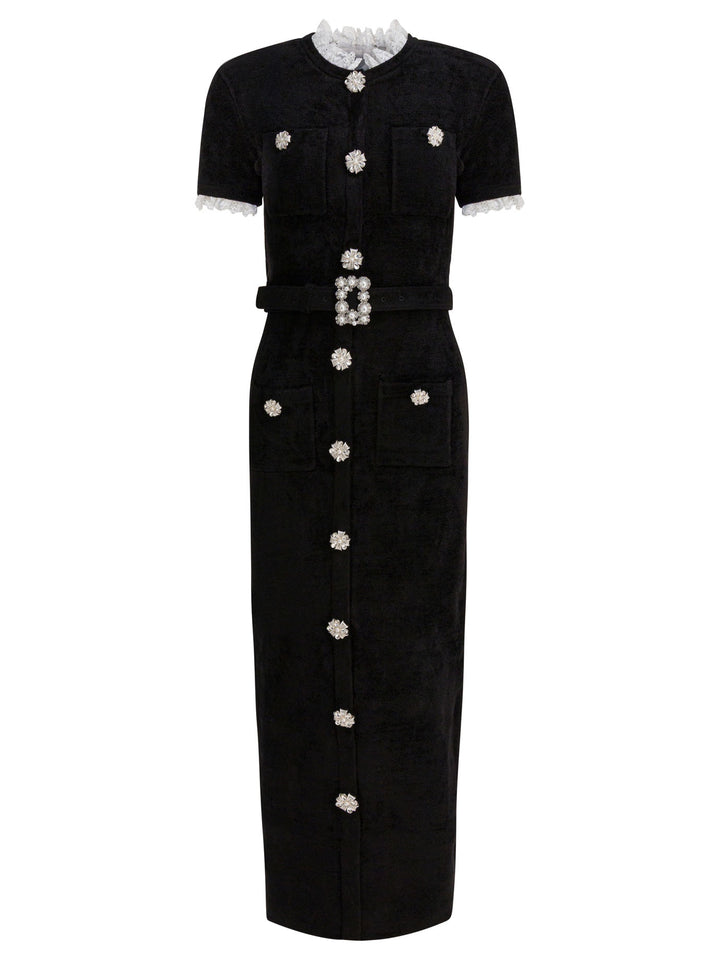 Self-Portrait Chenille Knit Midi Dress Dresses - Black | 1e3658bdc34701c1a02320dc8abe7ee8328b3475