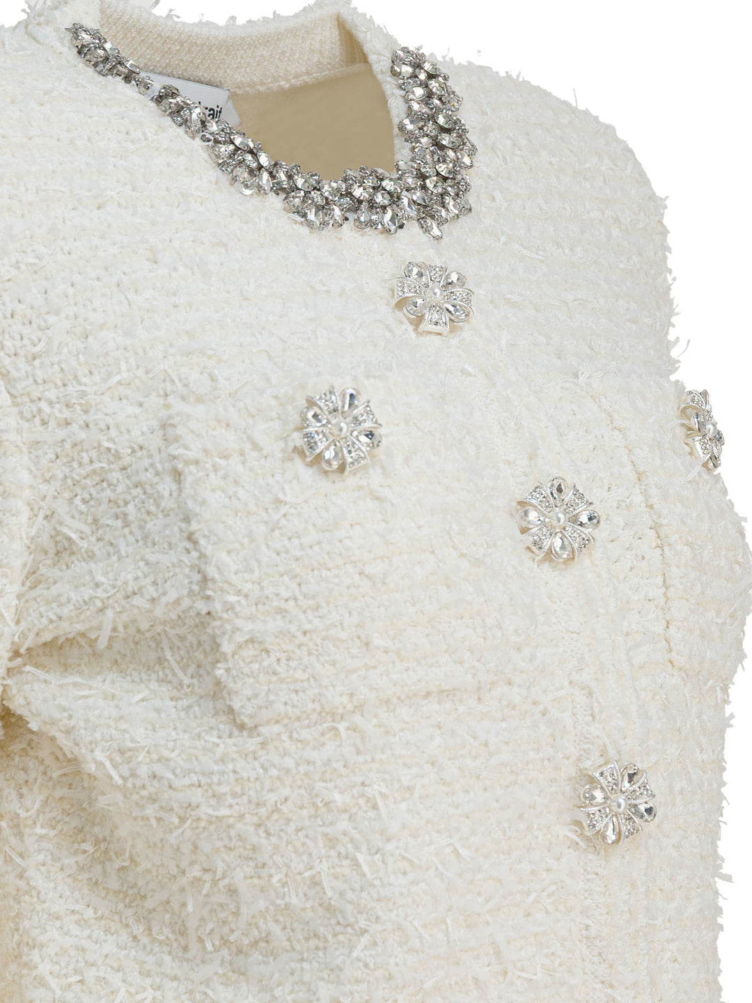 Self-Portrait Embellished Wool-Blend Cardigan Knitwear - Beige | 3fd64168127b6b6b2aadb1d10a177393c68df7ff