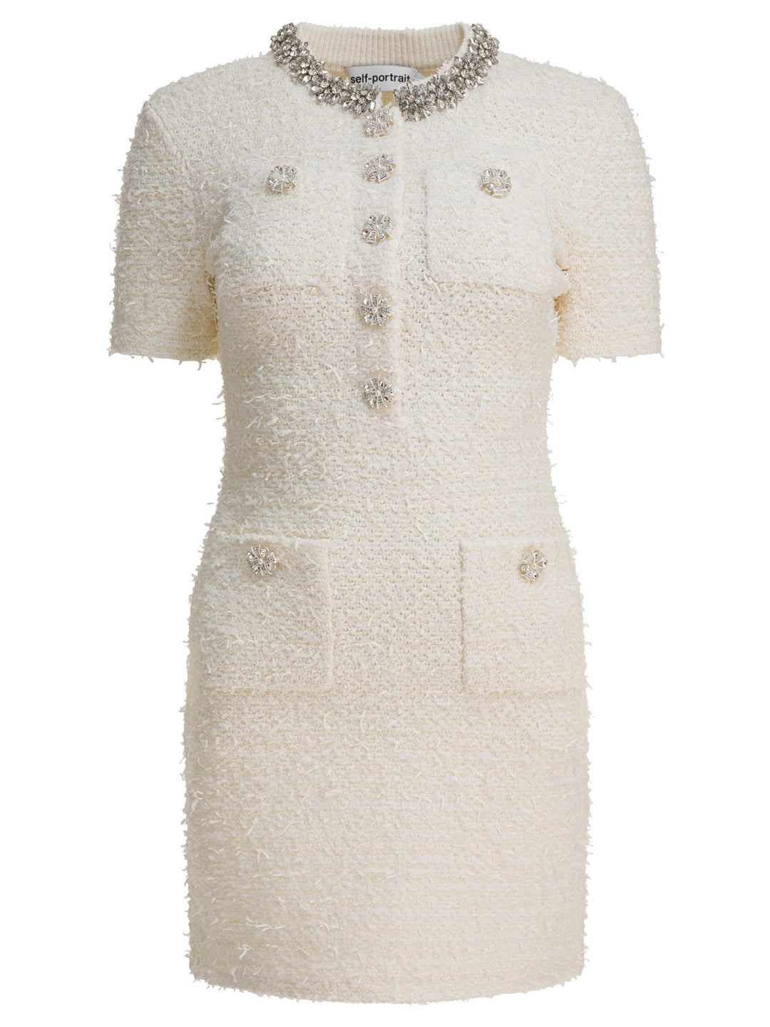 Self-Portrait Short Knit Dress Dresses Beige | Wanan Luxury Self-Portrait Short Knit Dress Dresses Beige | Wanan Luxury