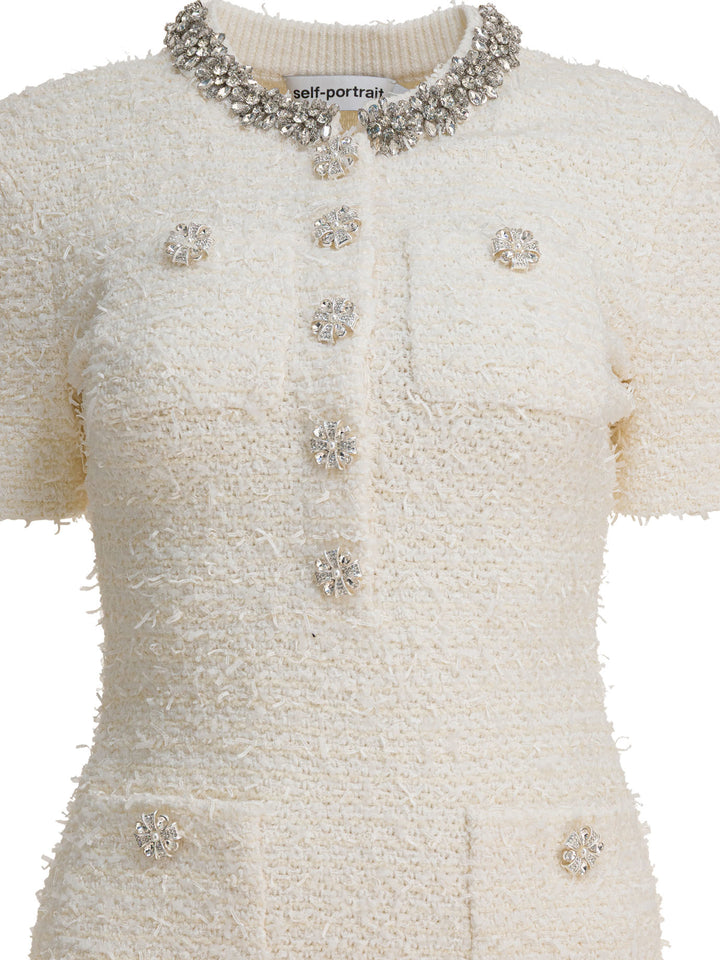 Self-Portrait Short Knit Dress Dresses - Beige | 4890f8cfc562512d6c70cd822c5bf7eb59d500d3