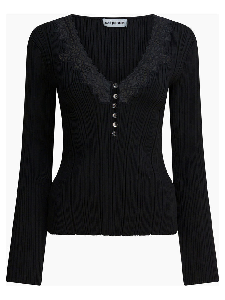 Self-Portrait Top With Lace Tops - Black | 4ca19b5c7f92206a6beb6ff2e280b4a68ac72398