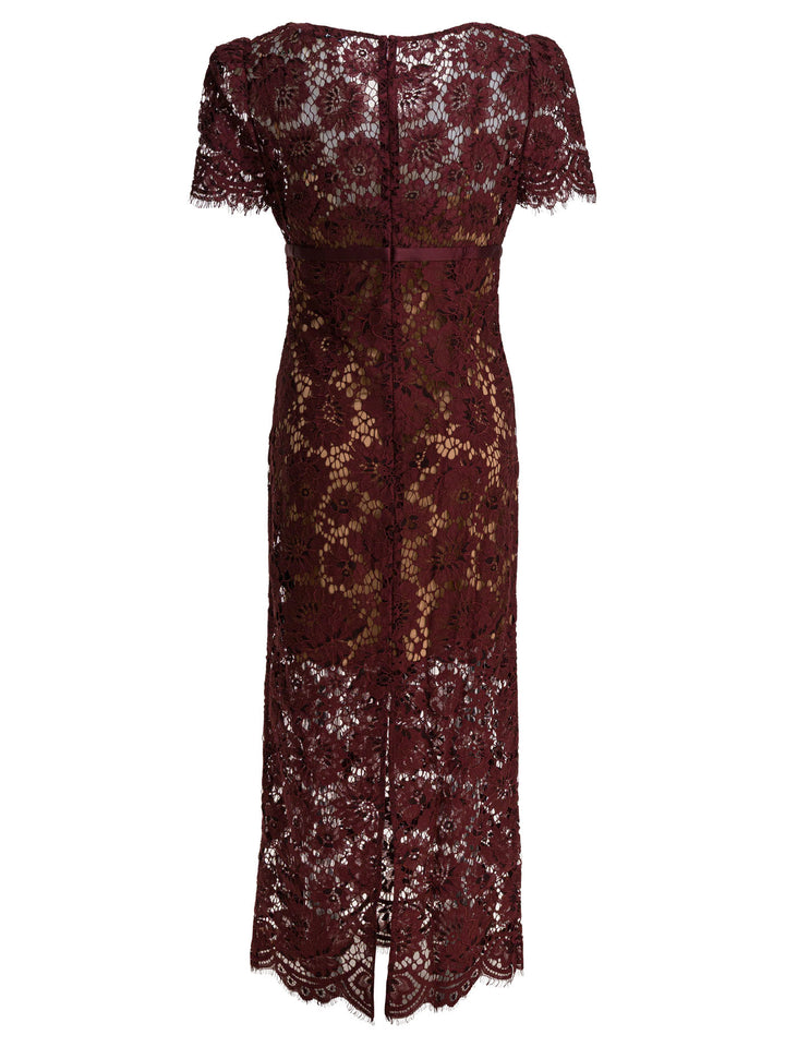 Self-Portrait Floral Lace Midi Dress Dresses - Bordeaux | 900eda1db0fb0bfa5de1f87cd9f5cf76141b4b75