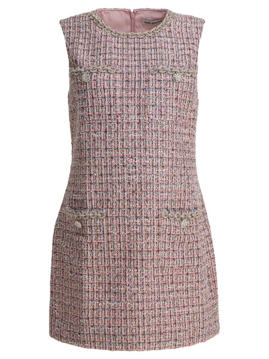 Short Boucle Dress Dresses Pink