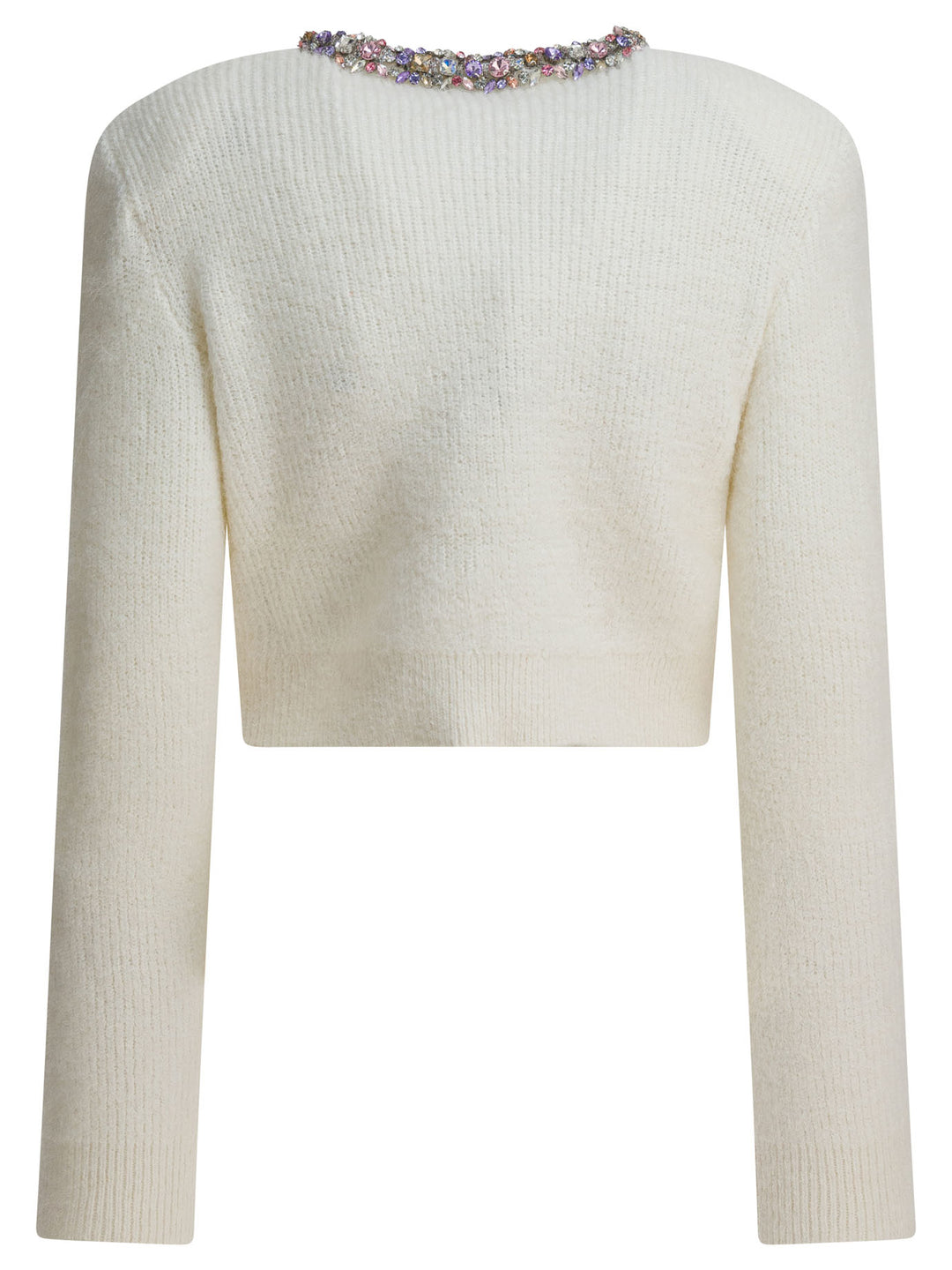 Self-Portrait Embellished Wool-Blend Cardigan Knitwear - Beige | 68c2d6ddc6e1a959052320437da38d4551ad8347