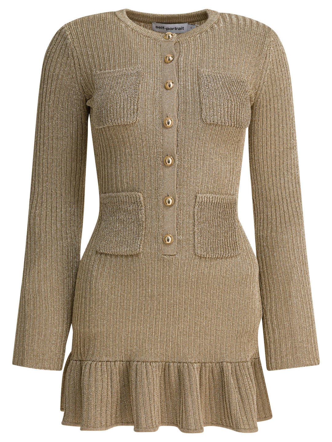 Self-Portrait Short Lurex Knit Dress Dresses - Gold | c310cc8ceeee604d4e4f8fc01381b34f39c59ea6