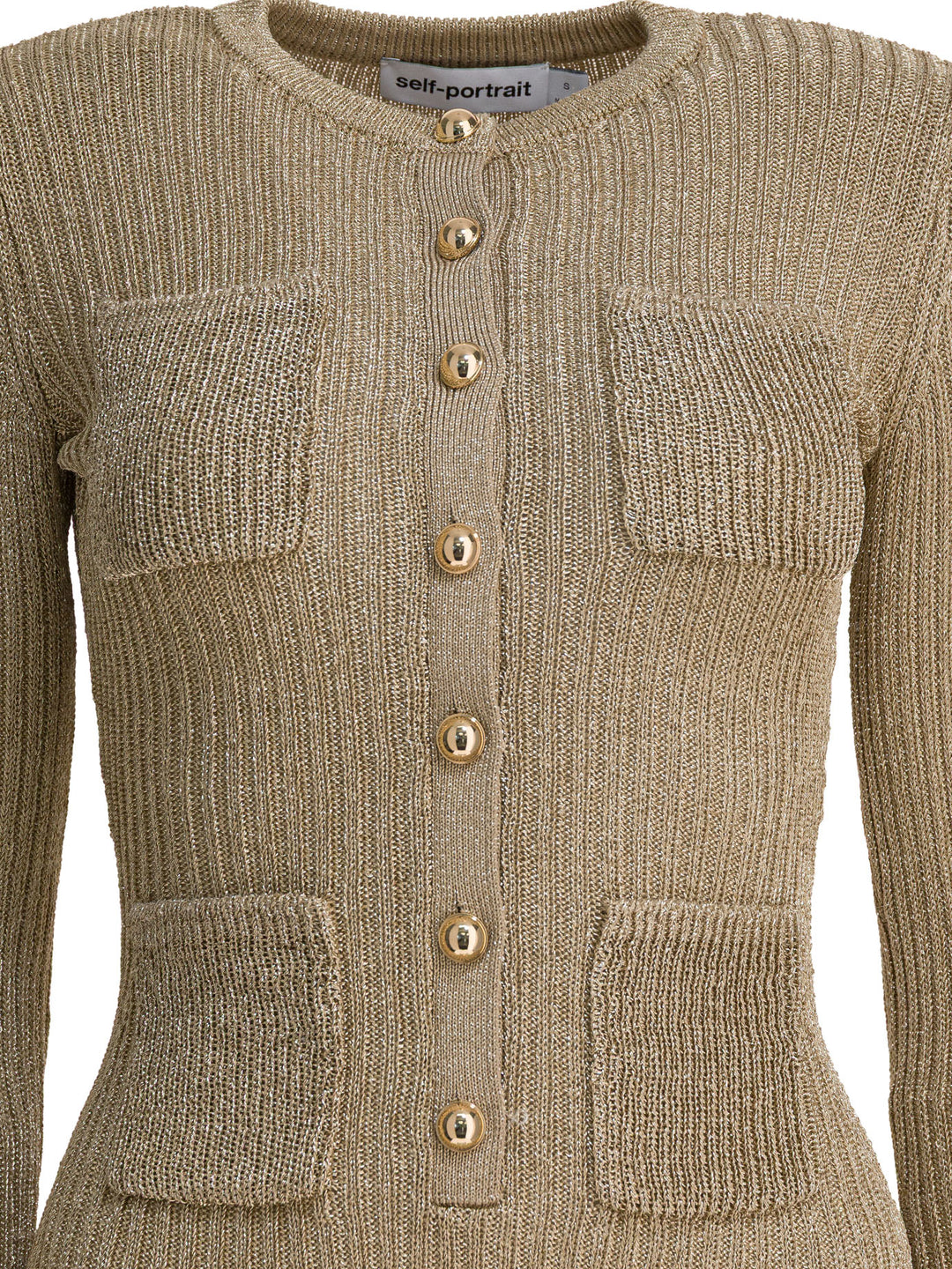 Self-Portrait Short Lurex Knit Dress Dresses - Gold | 6ff6a29a83fb91ef9bea14c380a72631ae9307fb