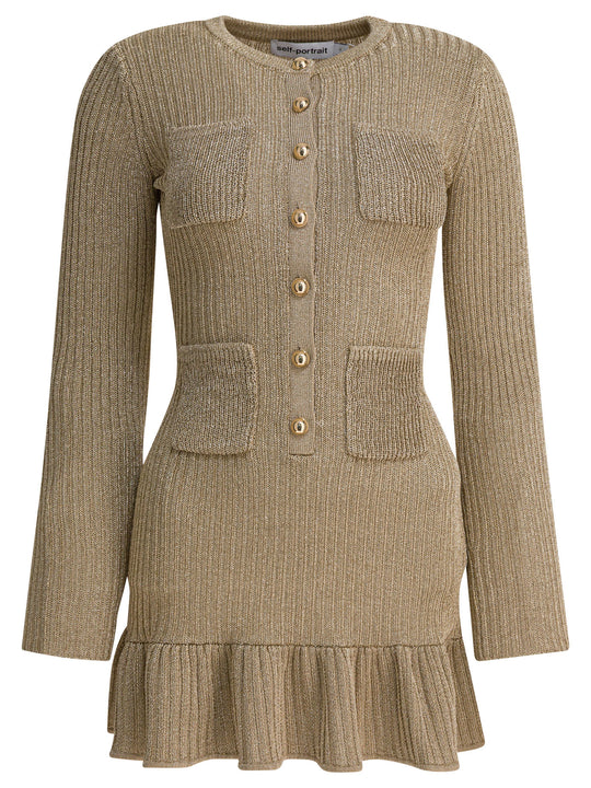 Short Lurex Knit Dress Dresses Gold