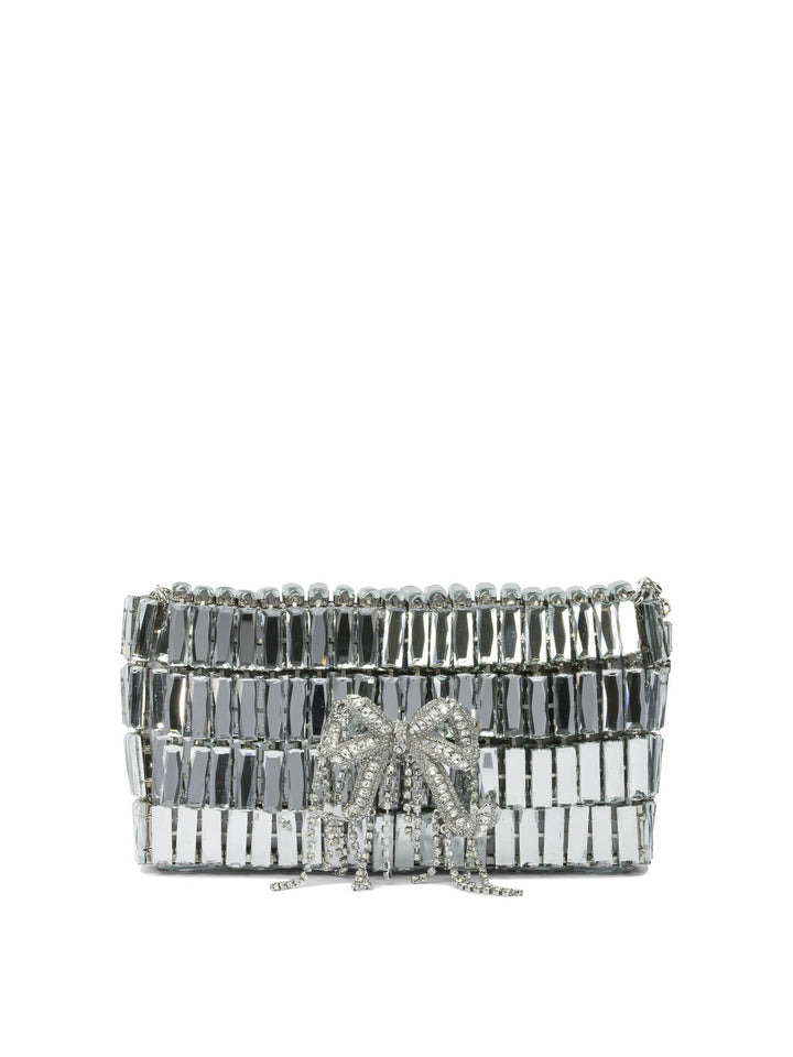 Self-Portrait Mini Crossbody Bag With Crystal Bow Crossbody Bags - Silver | 9ab07cbadb28b79c442776bdb68e8e630f0b5dcf