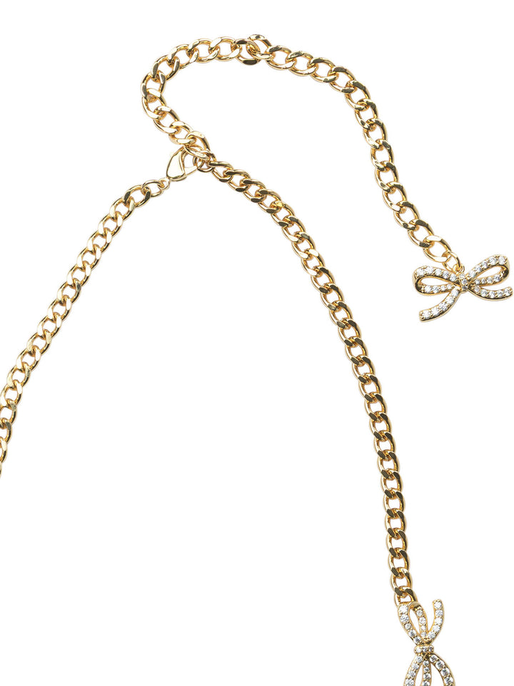 Self-Portrait Necklace With Bows With Crystals Jewels - Gold | 9eead371bc409e4b1956a8ce35ccda0430973c98
