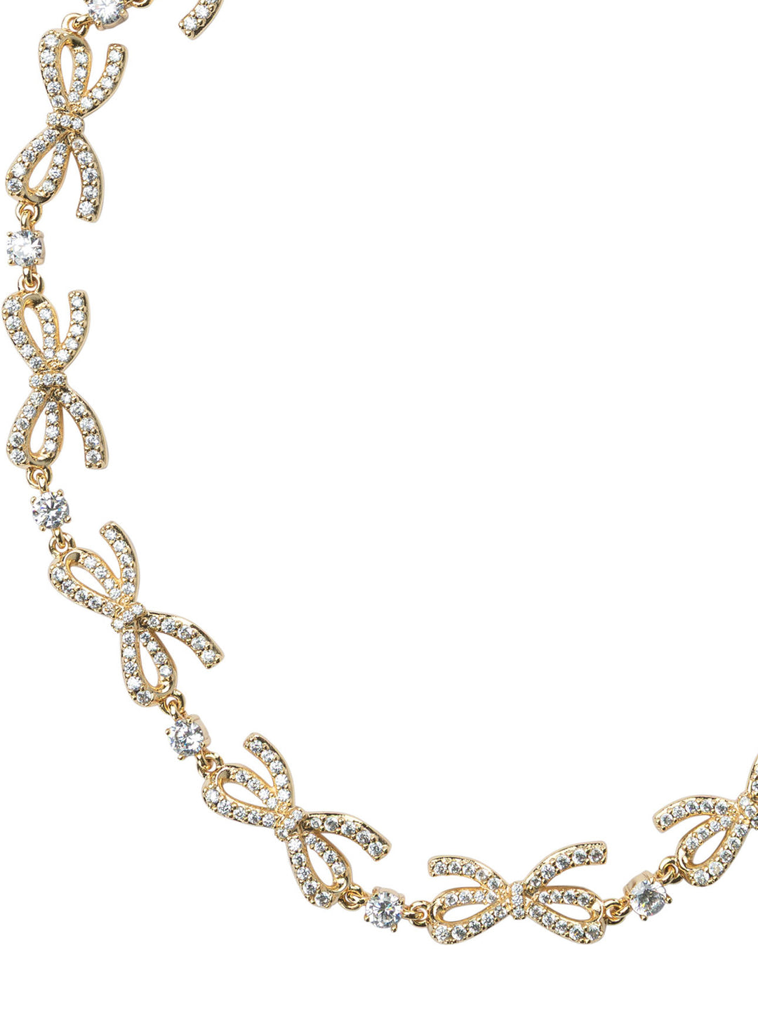 Self-Portrait Necklace With Embellished Bows And Crystals Jewels - Gold | cee739c296af2dc93783eda790315c5e26955eff