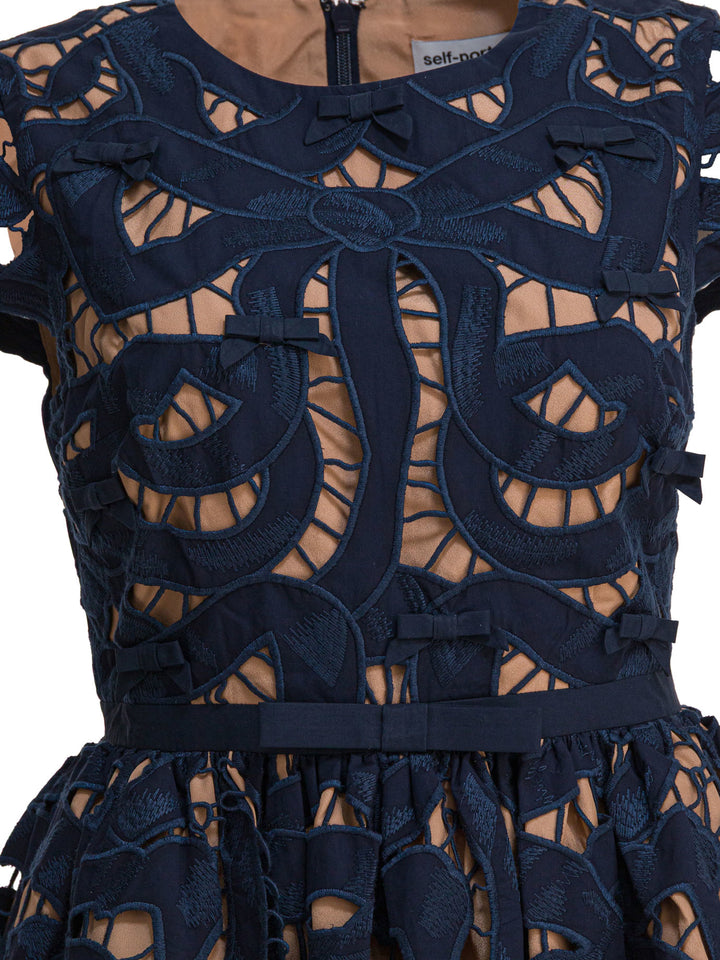 Self-Portrait Short Dress With Bow Dresses - Blue | 5984425286dc163872b4780a7014b1c1cbfcd395