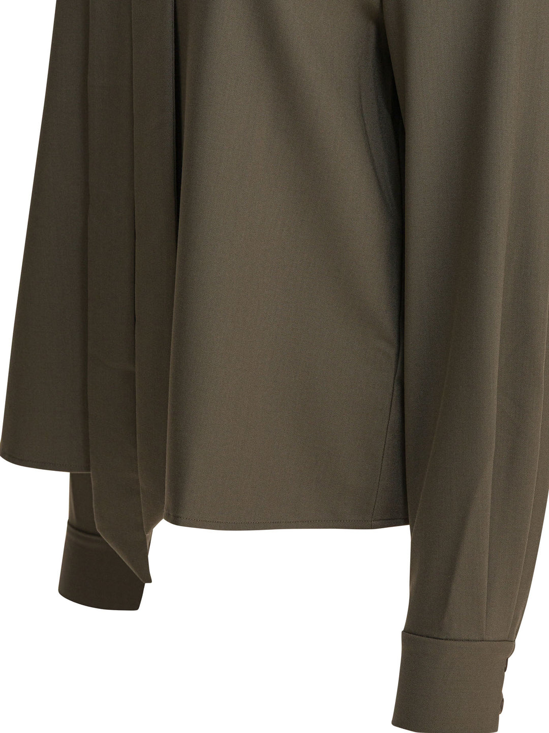 Self-Portrait Twill Blouse With Bow Collar Shirts - Green | 84ffe602b80454e8a3b690c05d50cb76dad8ed8f