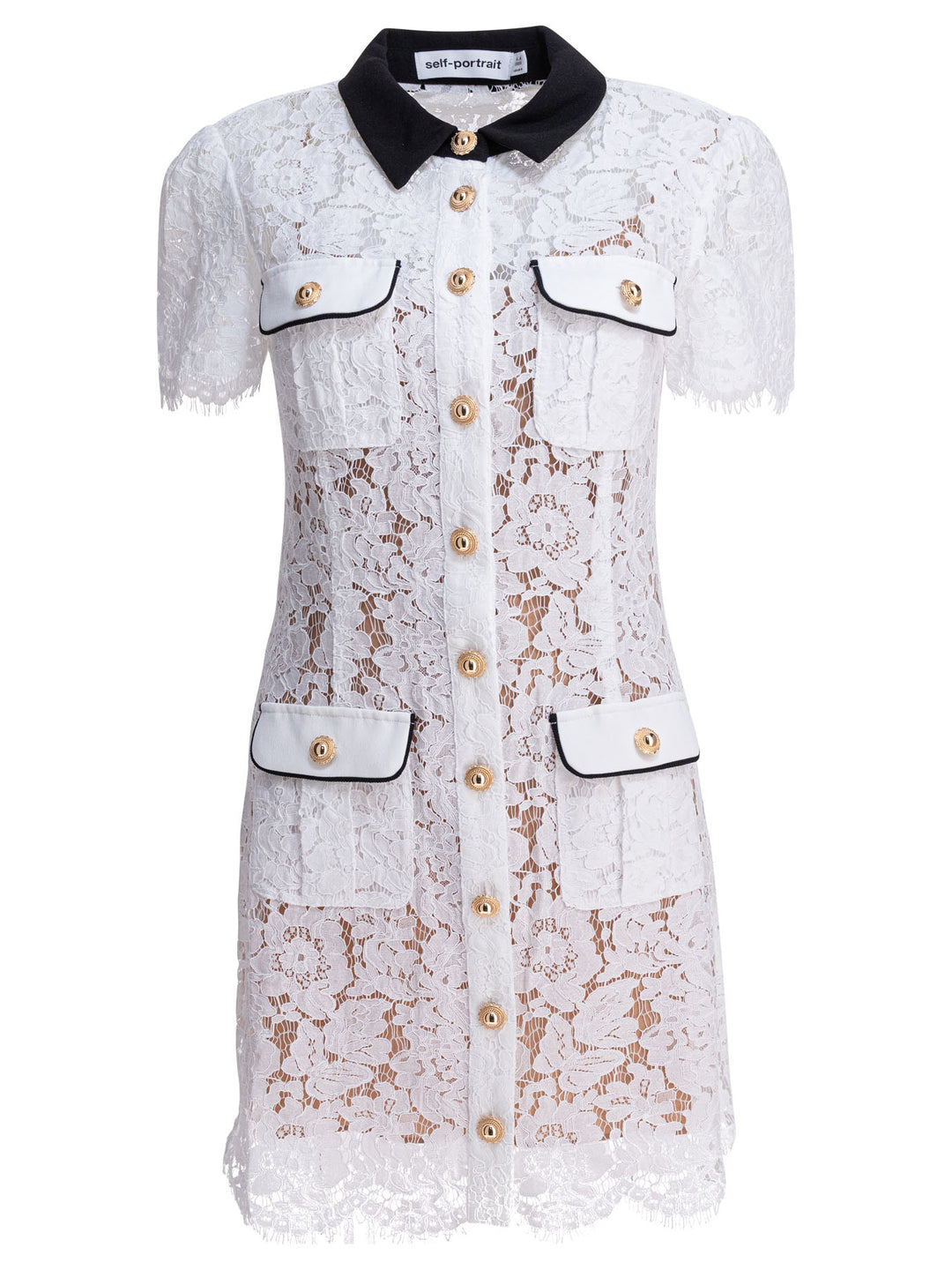 Self-Portrait Short Lace Dress Dresses - White | fed1dbd5df41bbbccdda95f136928b51b404f7b8