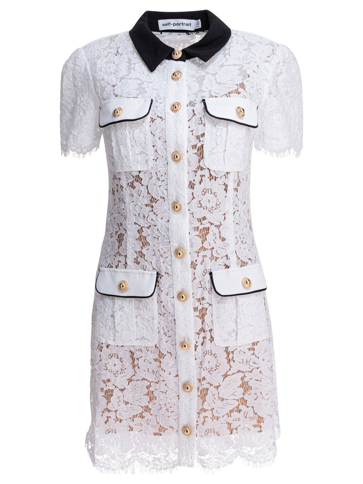 Self-Portrait Short Lace Dress Dresses - White | fed1dbd5df41bbbccdda95f136928b51b404f7b8