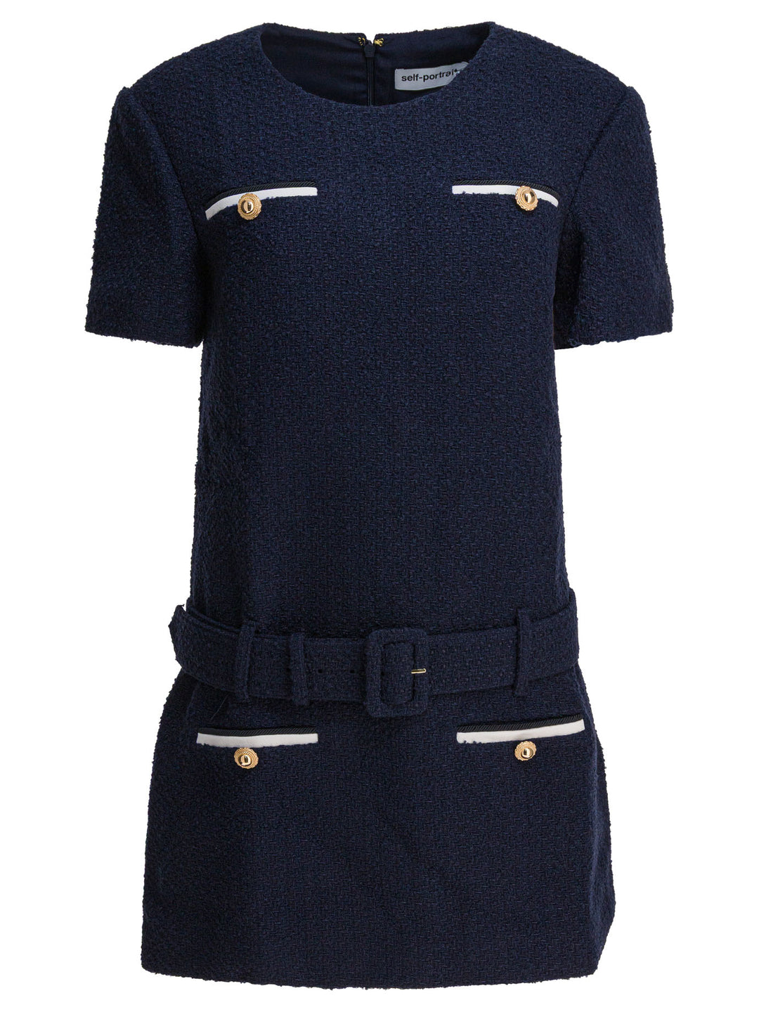 self-portrait Blue Bouclé Mini Dress self-portrait Blue Bouclé Mini Dress