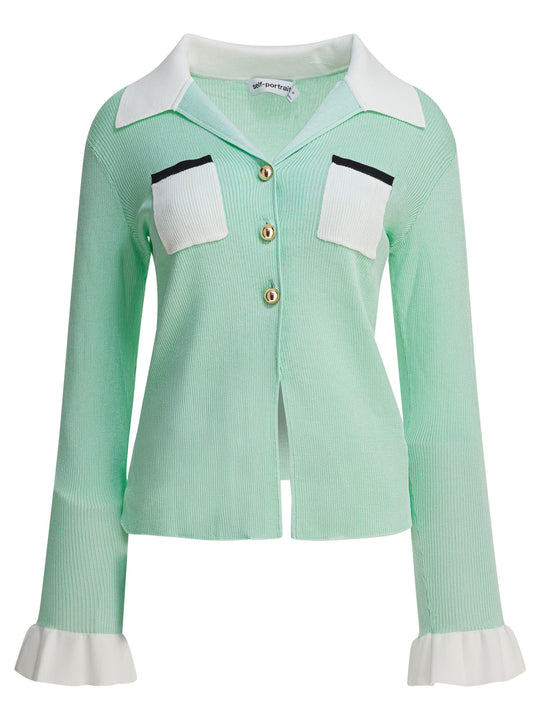 Ribbed Viscose Peplum Top Tops Green