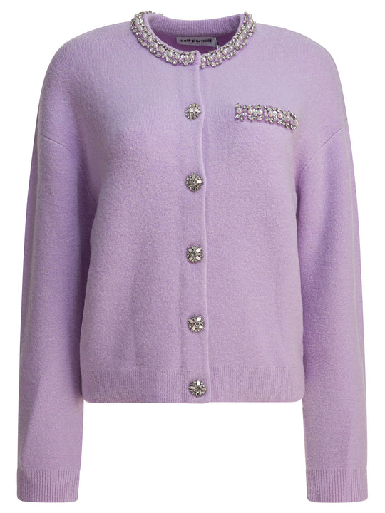 Cardigan With Crystal Trim Knitwear Purple