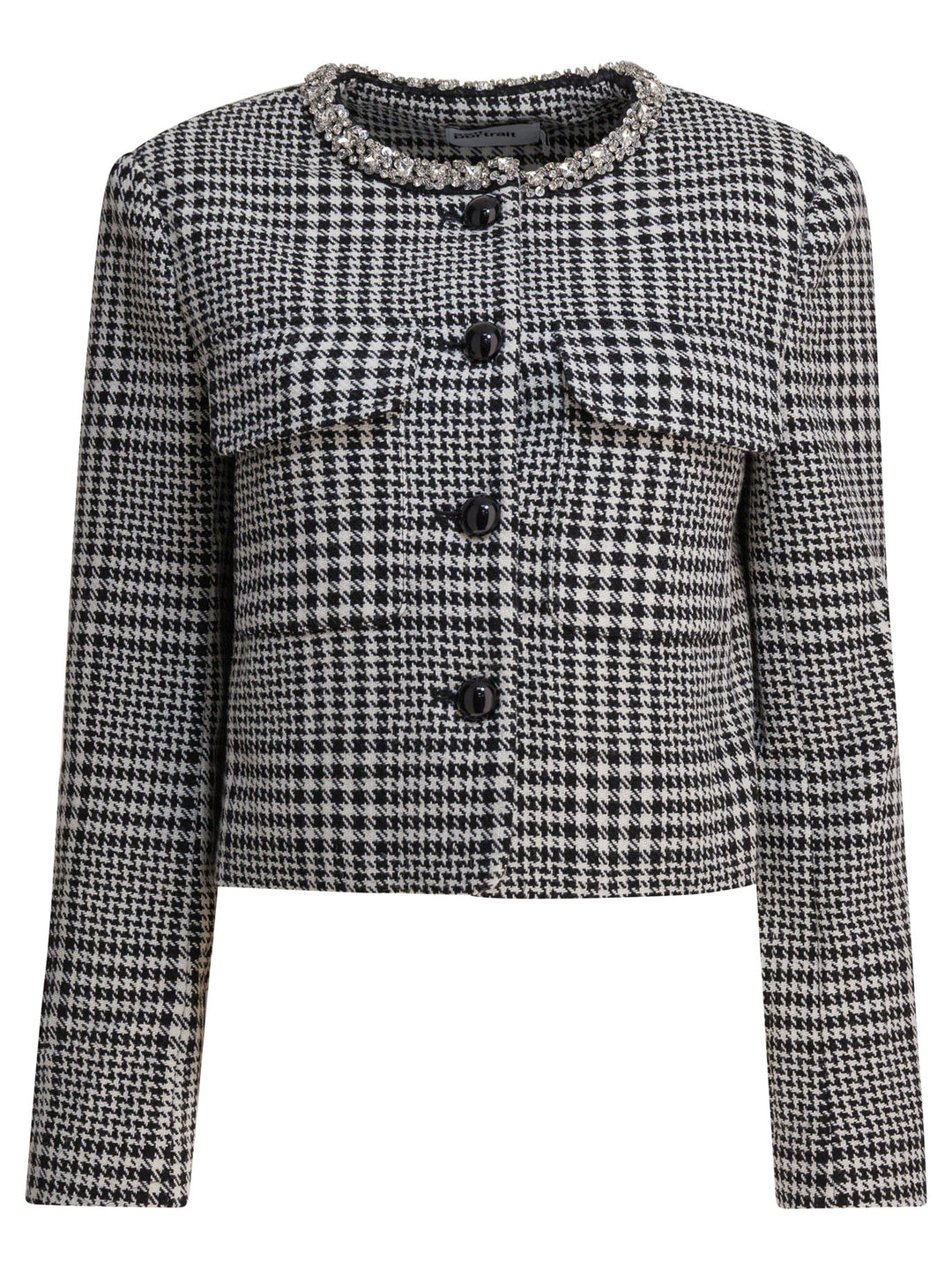 Self-Portrait Houndstooth Blazer Jackets and Coats - Black | 0b25771f70e1d2f1c90991f4e41a0dfc82ad5b36
