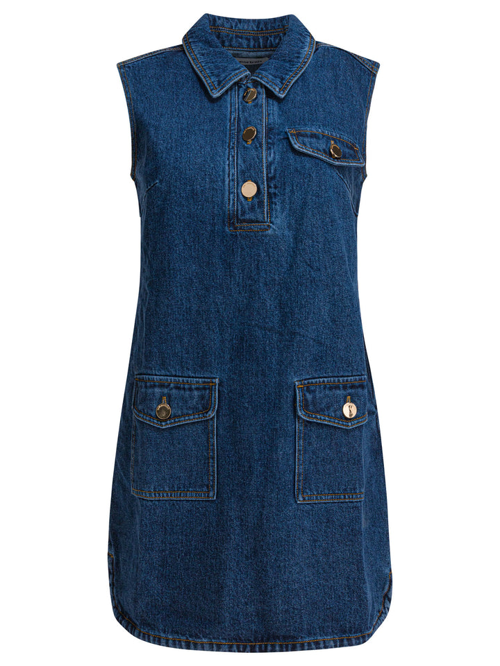Self-Portrait Short Denim Dress Dresses - Blue | c45ba8a6ee390bd11f824d7d5489e4faadc1e32b