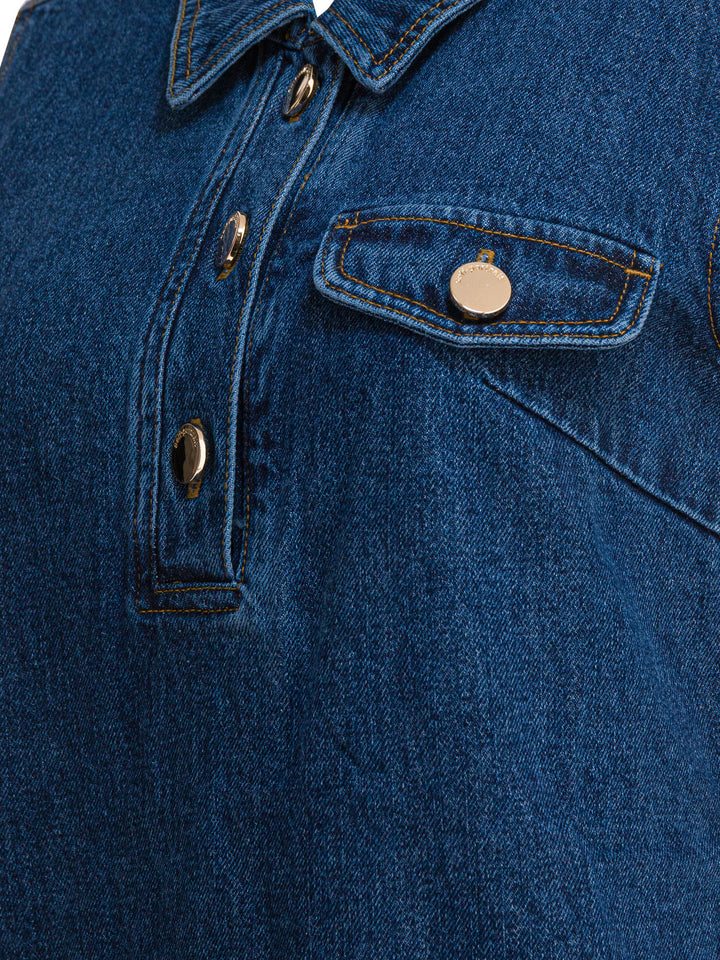 Self-Portrait Short Denim Dress Dresses - Blue | f8cd9c262059696e8b10e4d70a413aab9d508098