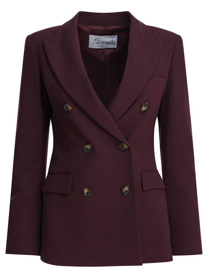 Semper Balzer Double-Breasted Jackets and Coats - Bordeaux | 317667c36c5b607fe6b604c2081f4b0ba4cd4ea1
