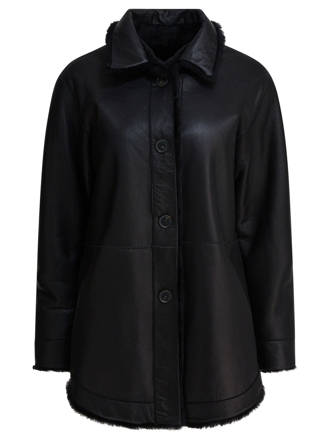 Semper Long Reversible Leather Coat Jackets and Coats - Black | 389f360b0ef79e789e8ff305a1388a8aadff4272