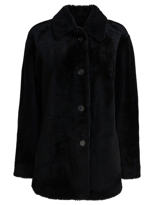 Long Reversible Leather Coat Jackets And Coats Black