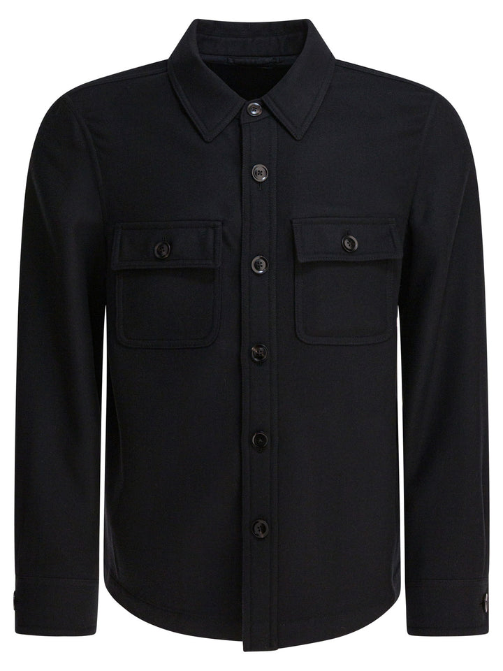 Tom Ford Wool And Silk Overshirt Jacket Jackets and Coats - Black | 4314f626f84070322df9b9d424995f24b943a74c