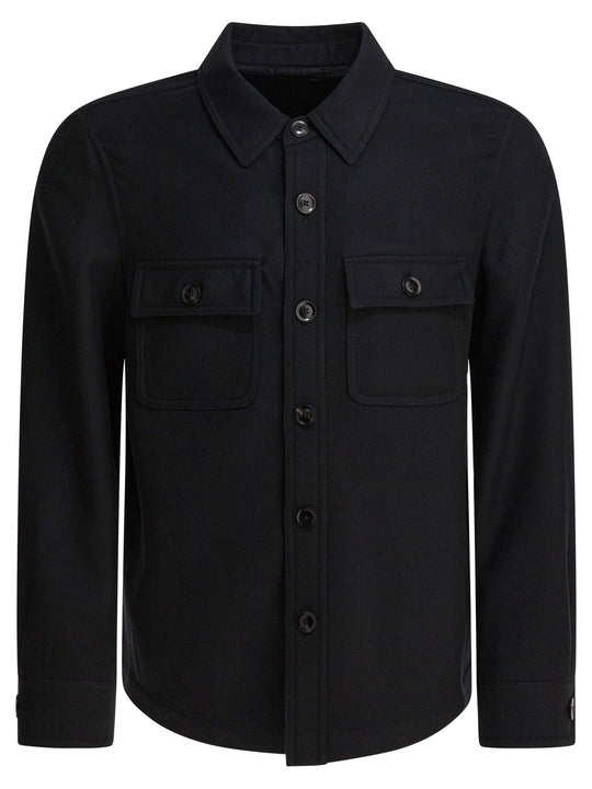 Wool And Silk Overshirt Jacket Jackets And Coats Black