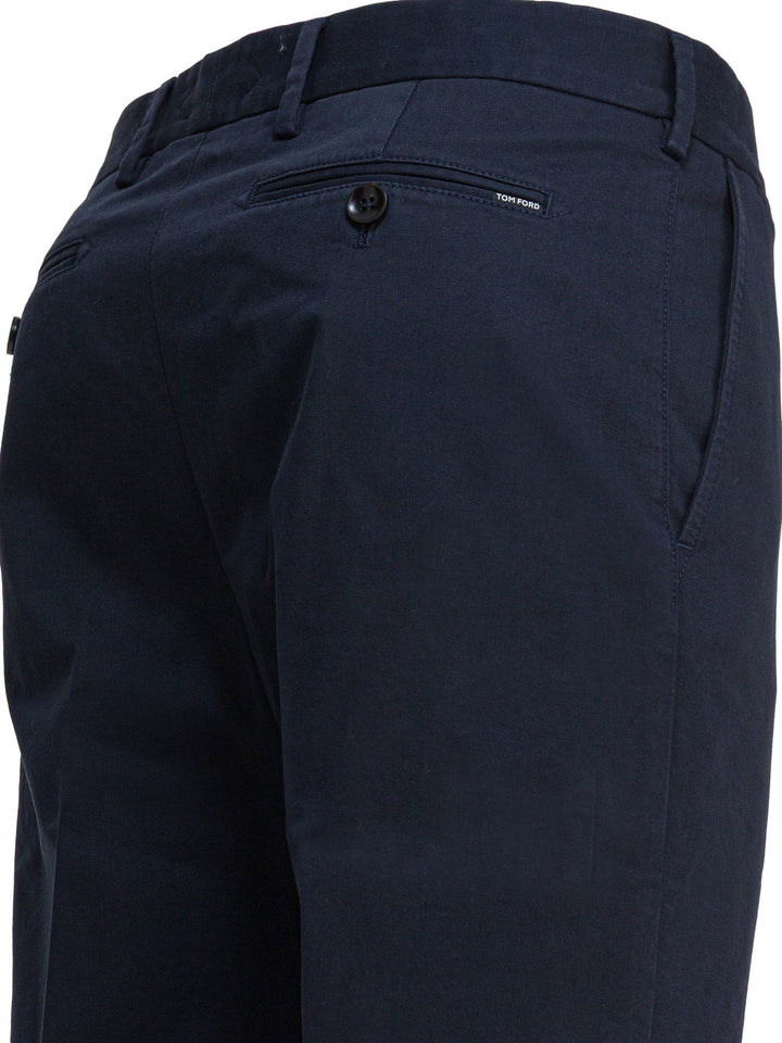 Tom Ford Cotton Twill Chino Trousers - Blue | f148251a158b700f1d4fff8445f1a851722b07e3