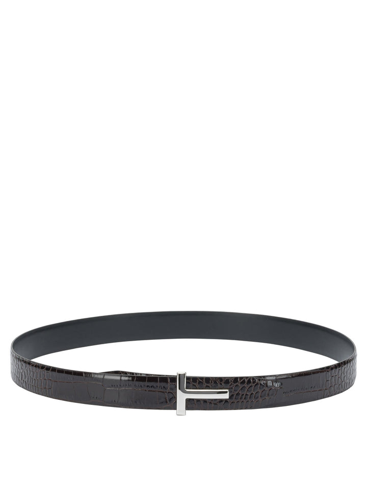 Tom Ford Belt With Crocodile Print Belts - Brown | 9d4a5bfc1b6935d8ed67eab126c06a5531ede8f5