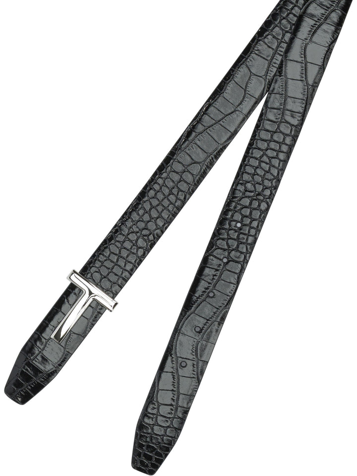 Tom Ford Belt With Crocodile Print Belts - Black | b04218db5a7134ac4f6b418788cfd0c426449ce9