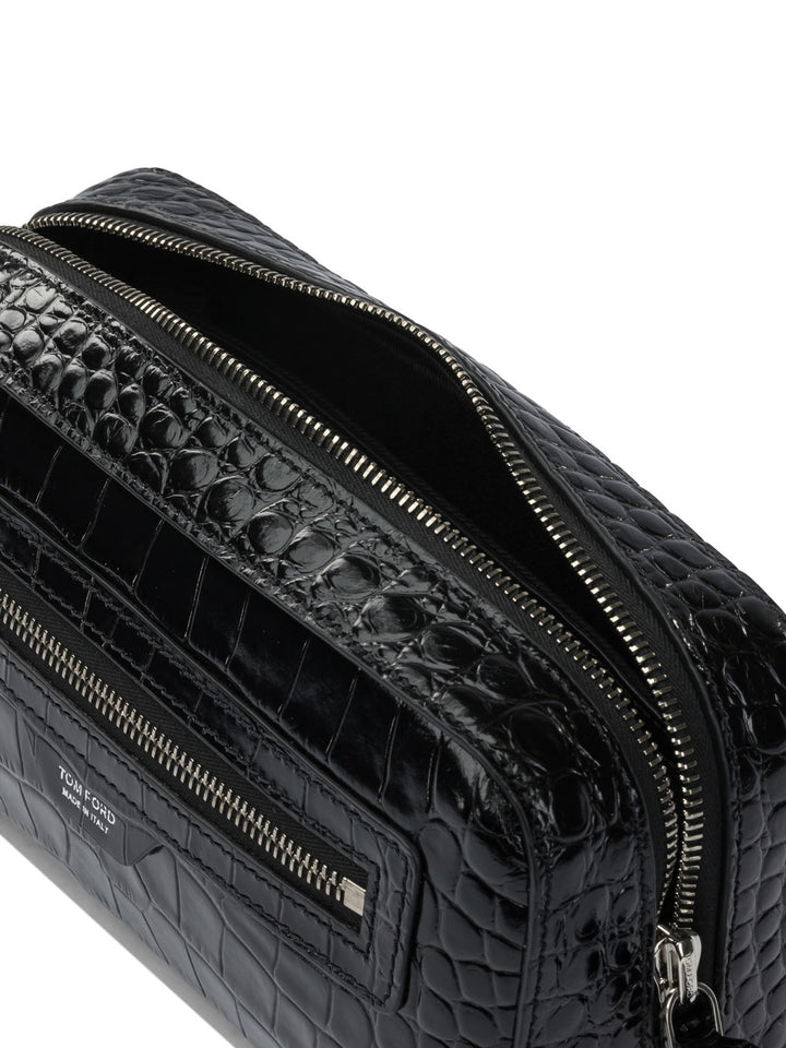 Tom Ford Crocodile Print Leather Beauty Case Clutches - Black | 0a80a312f8d19c76c4ea1fabc51466e2b2482611