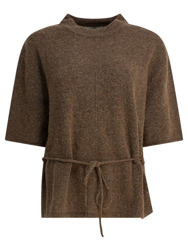 Wool-Blend Crew-Neck Sweater Knitwear Brown