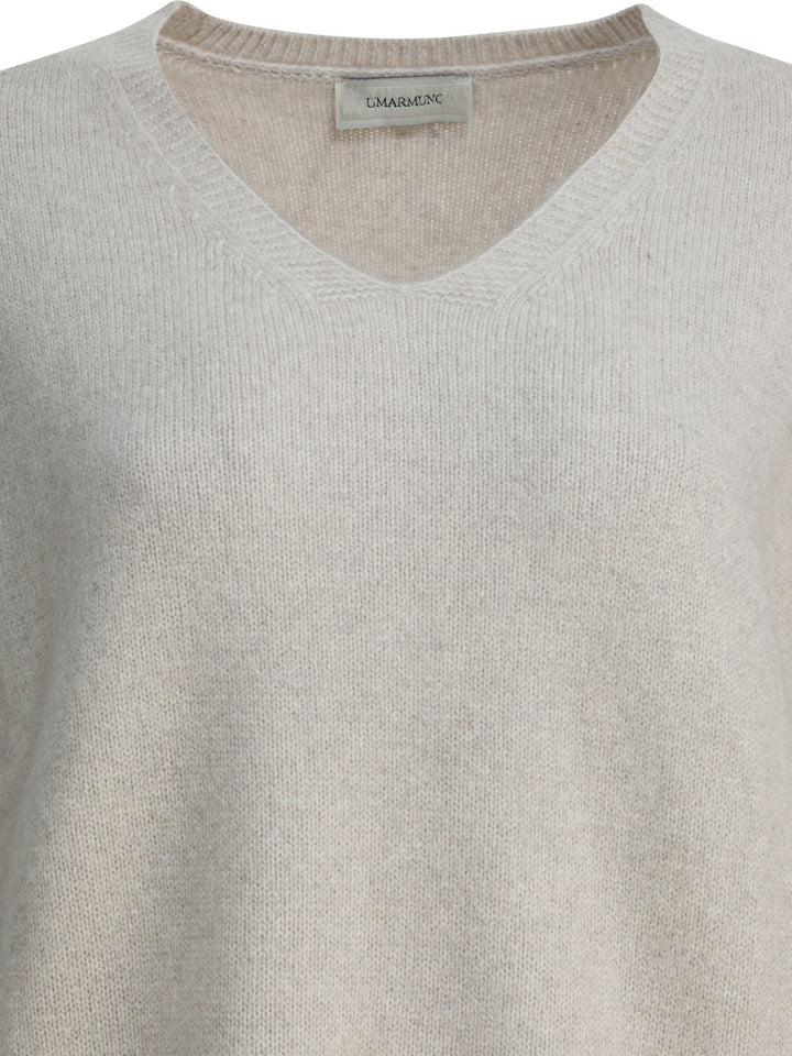 Umarmung Wool And Cashmere V-Neck Sweater Knitwear - White | 4719da3784d8695b4d2189a13ba956d1dbbe9849